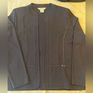 Misook Black Open Front Long Sleeve Jacket Cardigan Size XL